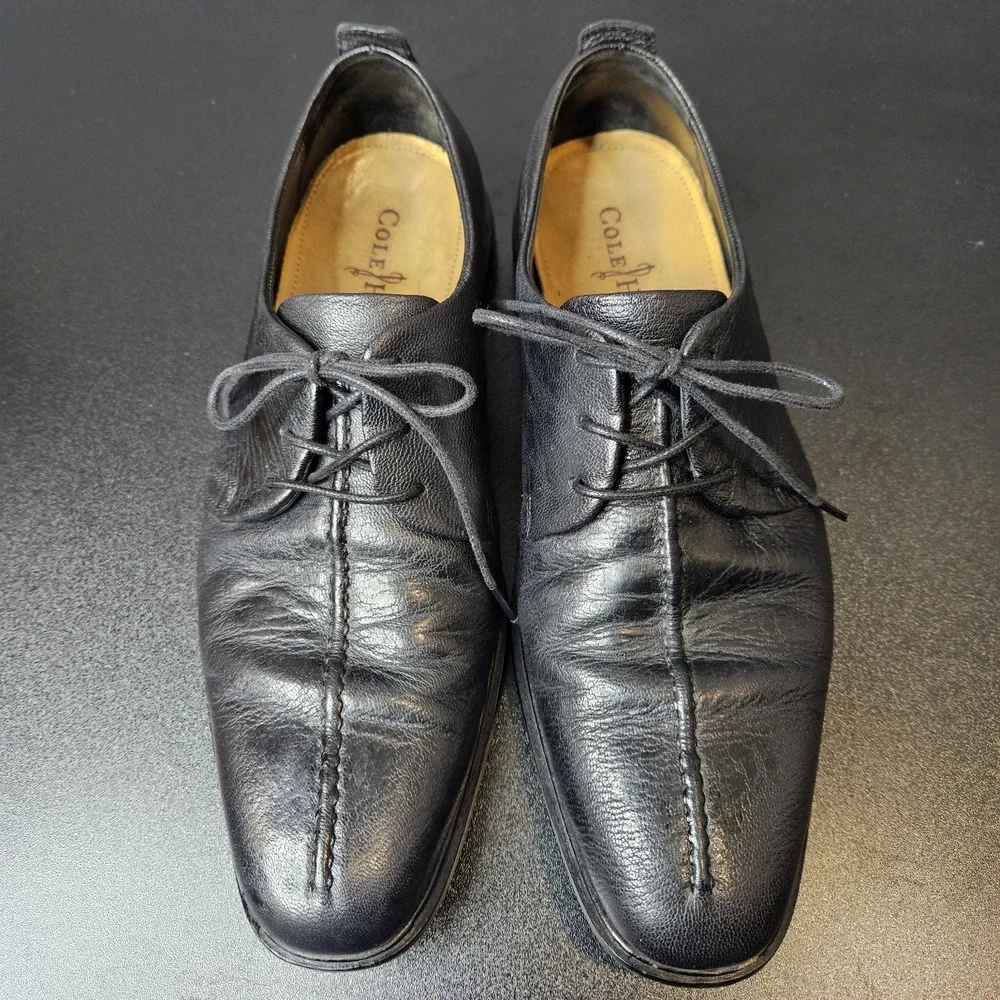 Cole Haan‎ Mens Lace Up Oxford Black Leather Size 9